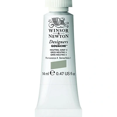 Afbeelding van Winsor &amp; Newton Designers Gouache verf voor tekenen, illustratie, design ondoorzichtige aquarel, tube van 14 ml, kleur neutraal grijs N3