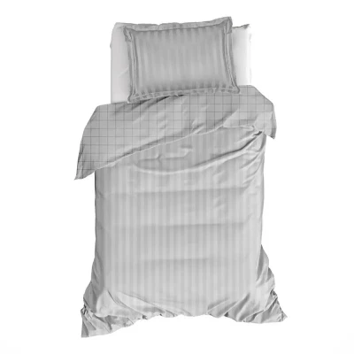 Afbeelding van De Witte Lietaer Dekbedovertrek Katoen Satijn Zygo Eenpersoons 140 x 220 cm Zilver