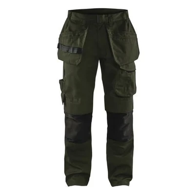 Image de Pantalon services stretch avec poches flottantes vert olive/noir