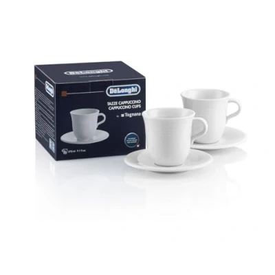 Afbeelding van De&#039;Longhi DLSC309 keramische kopjes cappuccino x 2, porselein, 270 milliliter, wit