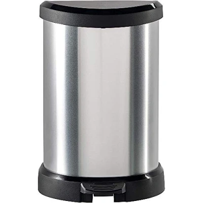 Afbeelding van Curver Deco Pedaalemmer 20 liter, stalen afwerking, deksel met soft close en zakring