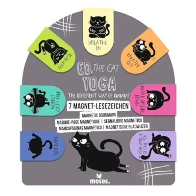 Afbeelding van Ed the cat Magnetische boekenlegger yoga 7 op kaart