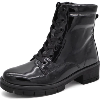 Afbeelding van Jana Dames Veterboot 25263 018 Zwart Lak Wijdte H Maat 40