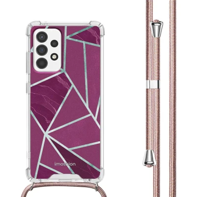 Afbeelding van iMoshion Hoesje Geschikt voor Samsung Galaxy A53 met Koord Design Meerkleurig / Bordeaux Graphic