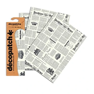 Afbeelding van Decopatch 3 vellen papier nr. 770 (dagboek wit en zwart, 395 x 298 mm)