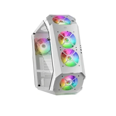 Afbeelding van Mars gaming MC51W, pc behuizing, ATX, dubbel gehard glas, 5 ventilatoren 12 cm RGB, wit