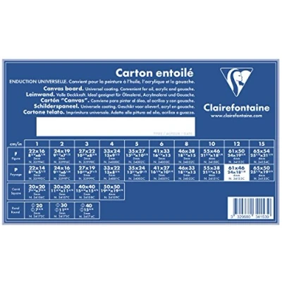 Afbeelding van Clairefontaine 34153C een schilderkarton met witte coating 61 x 46 cm (12P landschapsformaat), dikte 4 mm, wit canvas