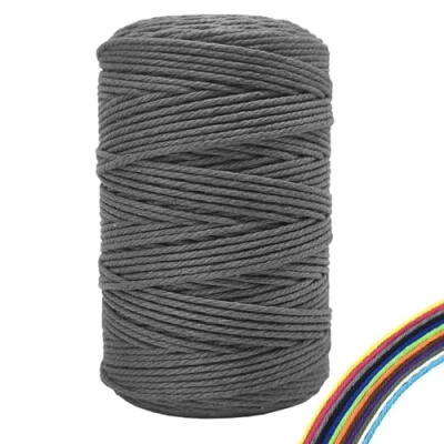 Afbeelding van Macramé katoengaren, 3 mm x 300 m, knutselgaren, grijs