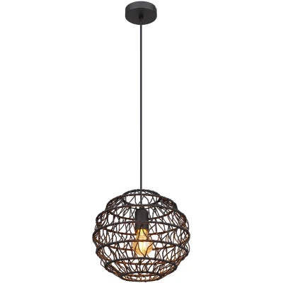 Afbeelding van Globo hanglamp Senni zwart metaal 29 cm E27 fitting 15689H