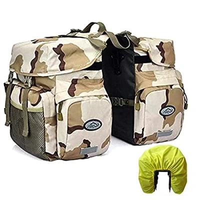 Afbeelding van ZTZ fietstas, canvas, fietsen, achtertas, bagagedrager, waterdicht, oprolbaar, camouflage