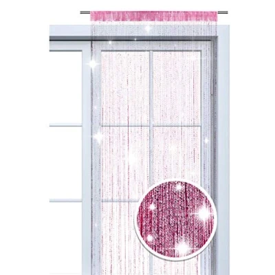 Afbeelding van Wometo Oeko Tex Glitterdraadgordijn, 90 x 245 cm, roze/zilver, glanzend, transparant, half voor Kerstmis (roze/zilver)
