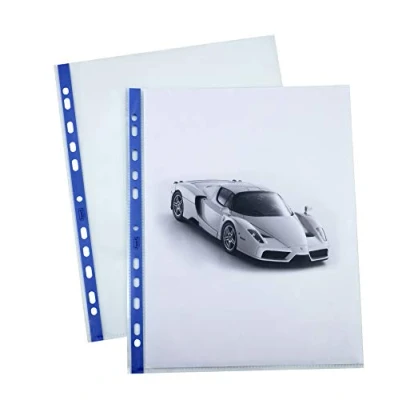 Afbeelding van Favorit 25 stuks enveloppen met perforatie, hoge dikte, 22 x 30 cm, transparant, pastelblauw kleurstrepen