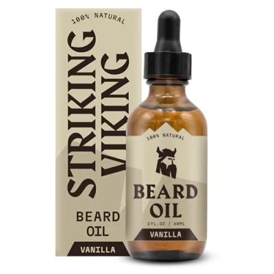 Afbeelding van Striking Viking, Baardolie (2 oz) 100% natuurlijke baardconditioner met biologische argan en jojoba oliën vanillegeur versterkt de baardgroei