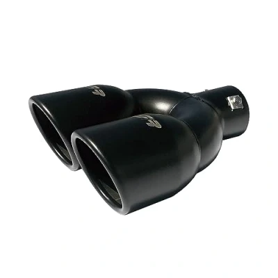 Image de Simoni Racing Embout d&#039;Échappement Rond Double Inox Noir Ø90xL240mm Montage &gt;34 57mm