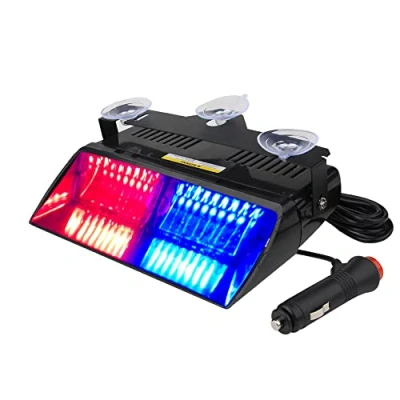 Afbeelding van yifengshun Rood &amp; Blauw LED Wetshandhaving Noodbaken Gevaar Strobe Lichten Hoge Helderheid 16LEDs 12V Waarschuwingslampje voor Truck Trailer Interieur Dak/Voorruit/Dashboard met Zuignap