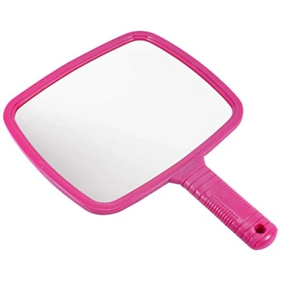 Afbeelding van TRIXES Handspiegel Kapsalon Voor kappers en schoonheid professionele Roze Groothoek 20 x 17,5 cm