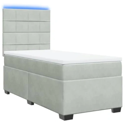 Afbeelding van vidaXL Boxspring met matras fluweel lichtgrijs 100x200 cm