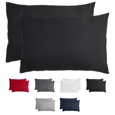 Afbeelding van Komfortec Set van 2 Premium Kussenslopen 50x70 cm Superzachte Kussenhoes 100% Geborsteld Polyester 90g/m² Zwart