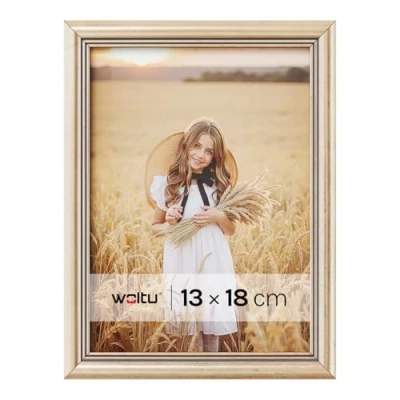 Afbeelding van WOLTU 1 x houten fotolijst Artos stijl, voorkant van glas, 13 18 cm, goudkleurig, 9417