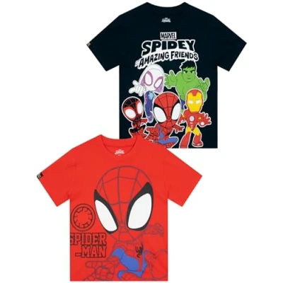 Afbeelding van Marvel T shirt voor jongens, 2 pakketten, kinderkleding spidey en ongelooflijke vrienden, kinderen, verpakkingen, Meerkleurig, tot 3 jaar