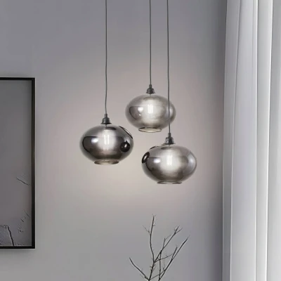 Afbeelding van Hanglamp Smoked 051 3 lamps rondel glas Ø27cm