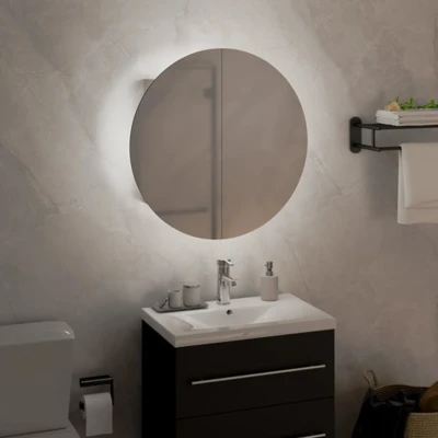 Afbeelding van vidaXL Badkamerkast met ronde spiegel en LED 40x40x17,5 cm wit