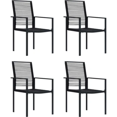 Afbeelding van Tuinstoelen 4 st PVC rattan zwart