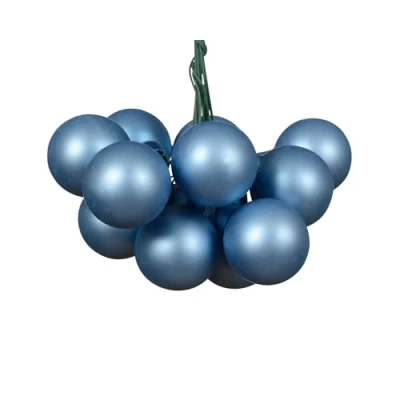 Afbeelding van Kaemingk 12 stuks kerstballen op glasdraad, 2,5 cm, bessen in matte spiegel, kleine decoratieve ballen, kerstdecoratie, ijsblauw