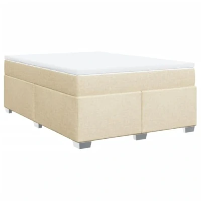 Afbeelding van vidaXL Boxspring met matras stof crèmekleurig 160x200 cm