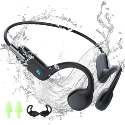 Afbeelding van HIFI WALKER Beengeleidende hoofdtelefoon met MP3 speler, waterdicht, voor zwemmen, IPX8, draadloze open ear hoofdtelefoon, Bluetooth 5.3, 32 GB muziekspeler hardlopen, fietsen