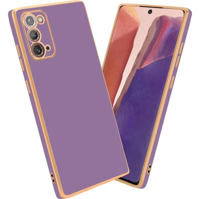Afbeelding van Cadorabo Hoesje geschikt voor Samsung Galaxy NOTE 20 in Glossy Paars Goud Beschermhoes Case Cover van flexibel TPU silicone en met camerabescherming
