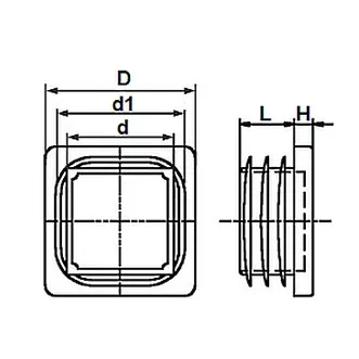 Afbeelding van Insteekdop Vierkant 25X25X1,0 2,0 Zwart
