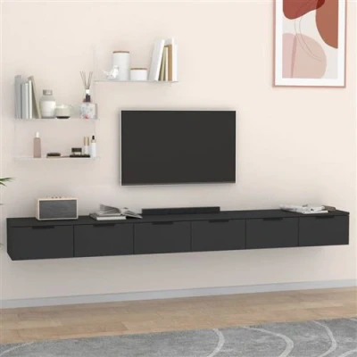 Afbeelding van vidaXL Wandkasten 2 st 102x30x20 cm bewerkt hout zwart