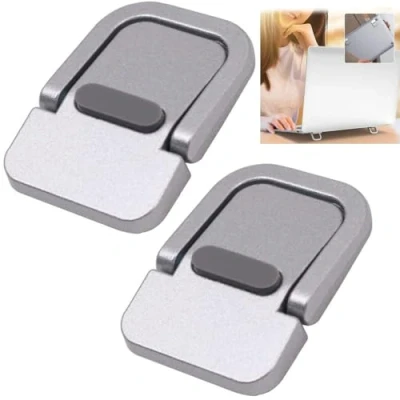 Afbeelding van LiJuanWang laptopstandaard, 2 stuks, opvouwbare zelfklevende standaard, mini onzichtbaar, compatibel met vele laptops (zilver)
