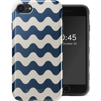 Afbeelding van Selencia Hoesje Geschikt voor iPhone SE (2022) / (2020) 8 7 Vivid Backcover Wave Vibes Classic Blue