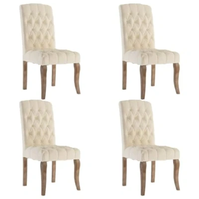 Afbeelding van vidaXL Eetkamerstoelen 4 st linnen look stof beige