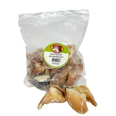 Afbeelding van PETSNACK KALFSHOEVEN MET SCHAPENVET GROOT 25 ST