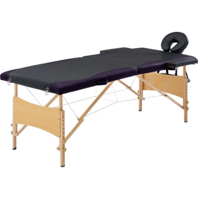Afbeelding van vidaXL Massagetafel inklapbaar 2 zones hout zwart
