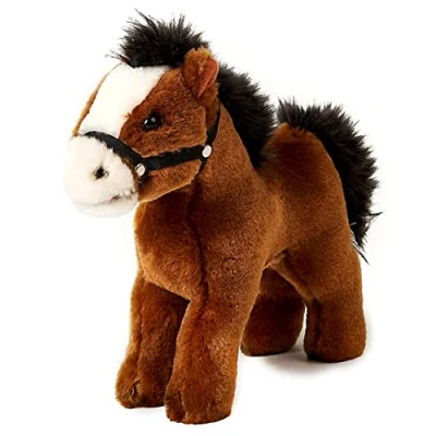 Afbeelding van Uni Toys Staand paard, bruin (zonder zadel) 23 cm (lengte) pluche paard knuffeldier