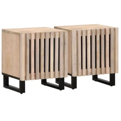 Afbeelding van Nachtkastjes 2 st 40x33x46 cm massief gebleekt mangohout
