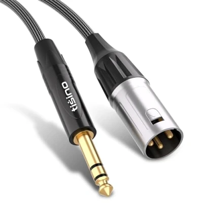Afbeelding van Tisino Symmetrische verbindingskabel jack naar XLR 6,35 mm nylon gevlochten TRS stereo mannelijk 5 m
