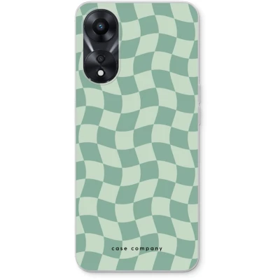 Afbeelding van Case Company® hoesje geschikt voor Oppo A78 5G Grid Groen Soft Cover Telefoonhoesje Bescherming aan alle Kanten en Schermrand