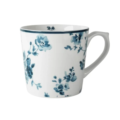 Afbeelding van Laura Ashley Blauw China Rose Set 4 Mugs Xl 0,54l Wit Porselein