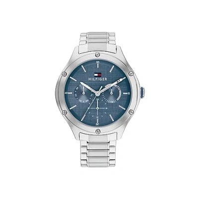 Image de Tommy Hilfiger Montre à quartz multi cadran pour femme avec Bracelet en acier inoxydable, Bleu glacé,