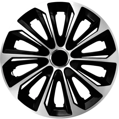 Afbeelding van NRM Stig Extra Wieldoppen 16&quot; Zilver &amp; Zwart set van 4 stuks ABS / Duurzaam Resistant