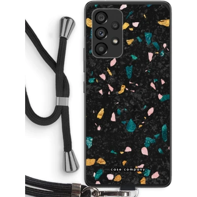 Afbeelding van Case Company® hoesje met Koord geschikt voor Samsung Galaxy A53 5G Terrazzo N10 Telefoonhoesje Zwart Bescherming aan alle Kanten en Over de Schermrand
