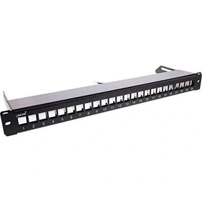 Afbeelding van InLine® Keystone patchpaneel 24 vakken met verlenging 19&quot; 1U zwart RAL9005