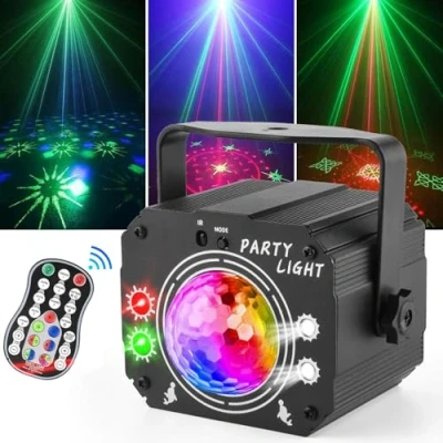 Afbeelding van Nauotk Discolamp met afstandsbediening, 3 in 1 podiumlamp, bestuurd door muziek en geluid, feestlicht stroboscoop, discobal 2 m USB kabel voor Halloween, Kerstmis, karaoke, feest