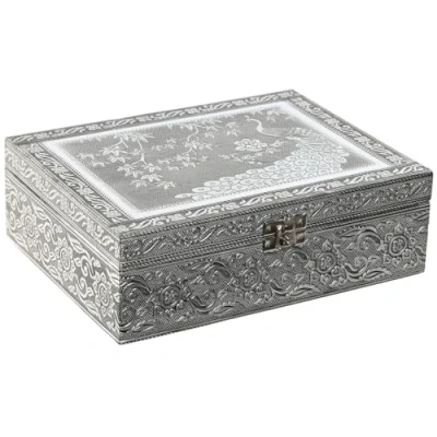 Afbeelding van Doos Juwelenkistje Home ESPRIT Groen Zilverkleurig Hout Aluminium 22,5 x 17,5 7,6 cm