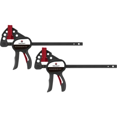 Afbeelding van TOOLCRAFT 1669393 Set van 2 mini eenhandklemmen 100 x 35 mm Spanbreedte (max.):100 Afmeting, lengte: 191 Afm. werkbereik:35